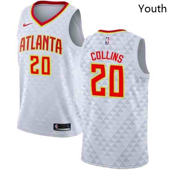 Youth Nike Atlanta Hawks 20 John Collins Authentic White NBA Jersey Association Edition